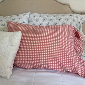 VTG Ralph Lauren GWEN Pink White Gingham 1 Pillowcase Cotton